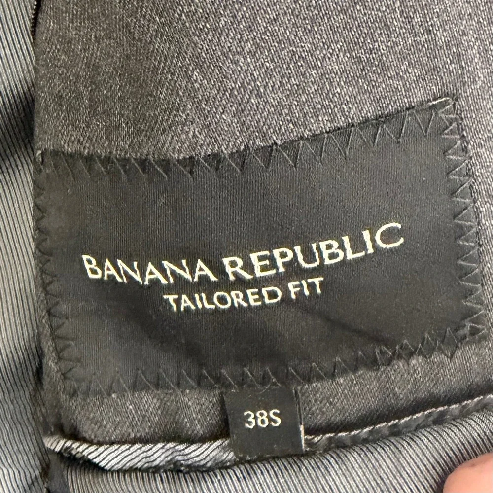 Banana Republic Tailored Suit Men 38S 31x29 Charcoal Gray Cerruti Italia Fabric